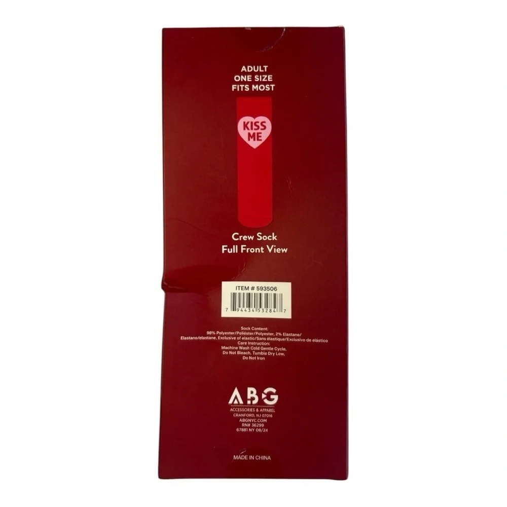 3/$25 Red 'Kiss Me' Valentine's Day Heart Socks